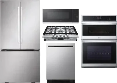 5 Piece Package Includes Refrigerator, Cooktop, Wall Oven, Microwave And Dishwasher