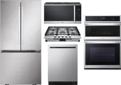 5 Piece Package Includes Refrigerator, Cooktop, Wall Oven, Microwave And Dishwasher