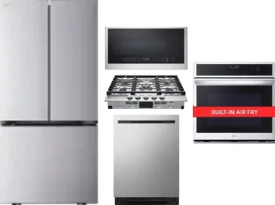 5 Piece Package Includes Refrigerator, Cooktop, Wall Oven, Microwave And Dishwasher