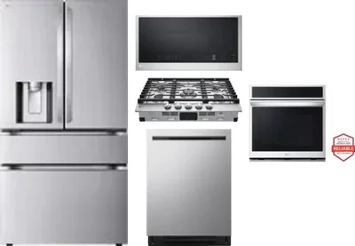 5 Piece Package Includes Refrigerator, Cooktop, Wall Oven, Microwave And Dishwasher