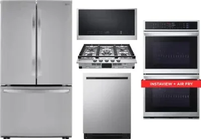 5 Piece Package Includes Refrigerator, Cooktop, Wall Oven, Microwave And Dishwasher