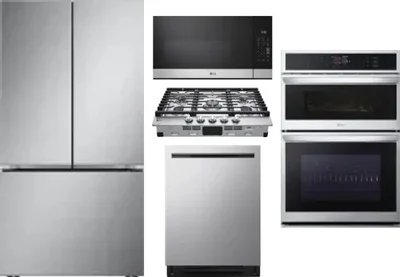 5 Piece Package Includes Refrigerator, Cooktop, Wall Oven, Microwave And Dishwasher