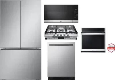 5 Piece Package Includes Refrigerator, Cooktop, Wall Oven, Microwave And Dishwasher