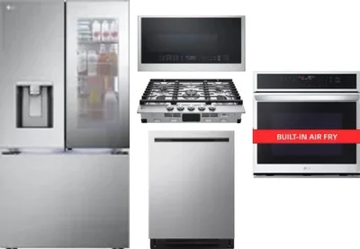 5 Piece Package Includes Refrigerator, Cooktop, Wall Oven, Microwave And Dishwasher