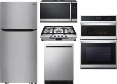 5 Piece Package Includes Refrigerator, Cooktop, Wall Oven, Microwave And Dishwasher