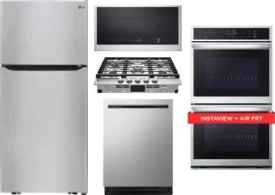 5 Piece Package Includes Refrigerator, Cooktop, Wall Oven, Microwave And Dishwasher