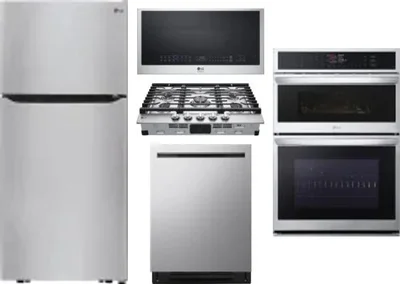 5 Piece Package Includes Refrigerator, Cooktop, Wall Oven, Microwave And Dishwasher