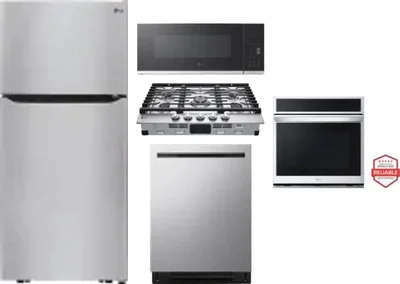 5 Piece Package Includes Refrigerator, Cooktop, Wall Oven, Microwave And Dishwasher