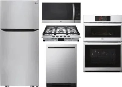 5 Piece Package Includes Refrigerator, Cooktop, Wall Oven, Microwave And Dishwasher
