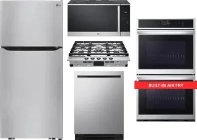 5 Piece Package Includes Refrigerator, Cooktop, Wall Oven, Microwave And Dishwasher