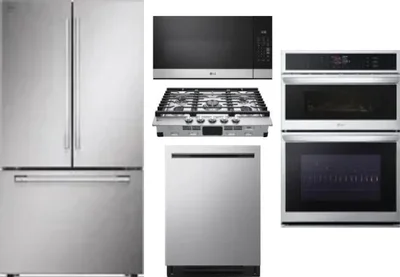 5 Piece Package Includes Refrigerator, Cooktop, Wall Oven, Microwave And Dishwasher