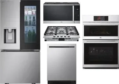 5 Piece Package Includes Refrigerator, Cooktop, Wall Oven, Microwave And Dishwasher