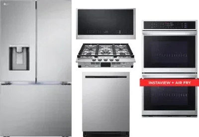 5 Piece Package Includes Refrigerator, Cooktop, Wall Oven, Microwave And Dishwasher
