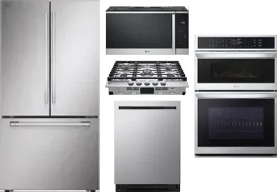 5 Piece Package Includes Refrigerator, Cooktop, Wall Oven, Microwave And Dishwasher