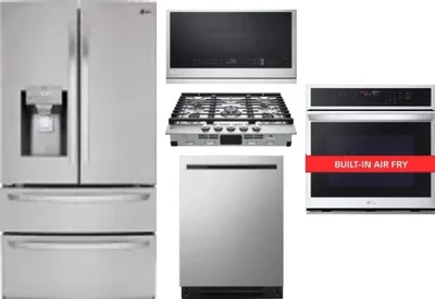 5 Piece Package Includes Refrigerator, Cooktop, Wall Oven, Microwave And Dishwasher