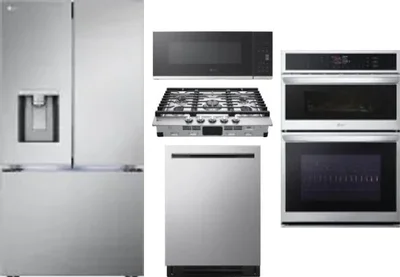 5 Piece Package Includes Refrigerator, Cooktop, Wall Oven, Microwave And Dishwasher
