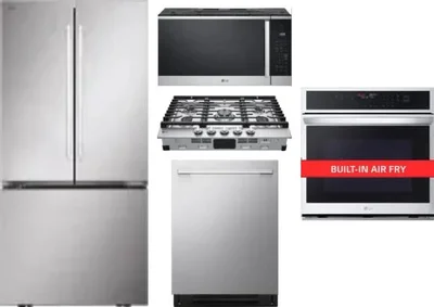 5 Piece Package Includes Refrigerator, Cooktop, Wall Oven, Microwave And Dishwasher