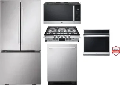 5 Piece Package Includes Refrigerator, Cooktop, Wall Oven, Microwave And Dishwasher