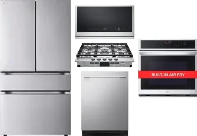 5 Piece Package Includes Refrigerator, Cooktop, Wall Oven, Microwave And Dishwasher