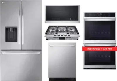 5 Piece Package Includes Refrigerator, Cooktop, Wall Oven, Microwave And Dishwasher