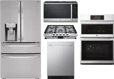 5 Piece Package Includes Refrigerator, Cooktop, Wall Oven, Microwave And Dishwasher