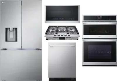 5 Piece Package Includes Refrigerator, Cooktop, Wall Oven, Microwave And Dishwasher
