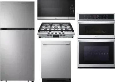 5 Piece Package Includes Refrigerator, Cooktop, Wall Oven, Microwave And Dishwasher