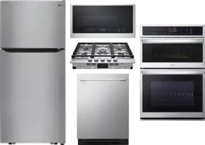 5 Piece Package Includes Refrigerator, Cooktop, Wall Oven, Microwave And Dishwasher