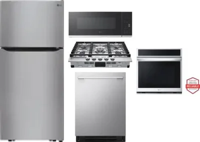 5 Piece Package Includes Refrigerator, Cooktop, Wall Oven, Microwave And Dishwasher