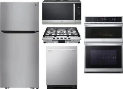 5 Piece Package Includes Refrigerator, Cooktop, Wall Oven, Microwave And Dishwasher