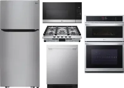 5 Piece Package Includes Refrigerator, Cooktop, Wall Oven, Microwave And Dishwasher