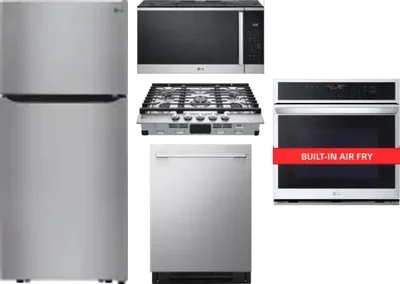 5 Piece Package Includes Refrigerator, Cooktop, Wall Oven, Microwave And Dishwasher