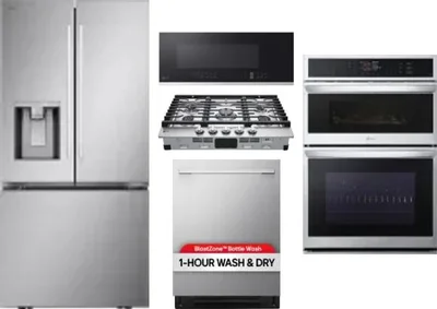5 Piece Package Includes Refrigerator, Cooktop, Wall Oven, Microwave And Dishwasher