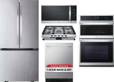 5 Piece Package Includes Refrigerator, Cooktop, Wall Oven, Microwave And Dishwasher