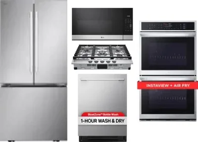 5 Piece Package Includes Refrigerator, Cooktop, Wall Oven, Microwave And Dishwasher