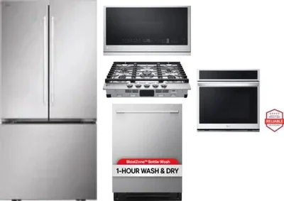 5 Piece Package Includes Refrigerator, Cooktop, Wall Oven, Microwave And Dishwasher