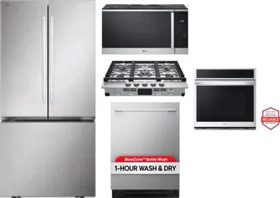 5 Piece Package Includes Refrigerator, Cooktop, Wall Oven, Microwave And Dishwasher