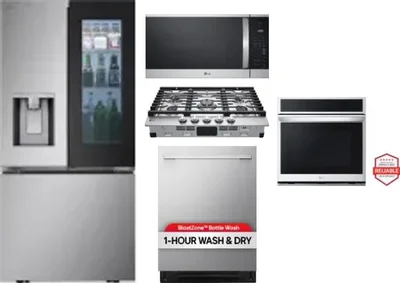 5 Piece Package Includes Refrigerator, Cooktop, Wall Oven, Microwave And Dishwasher