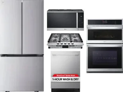 5 Piece Package Includes Refrigerator, Cooktop, Wall Oven, Microwave And Dishwasher