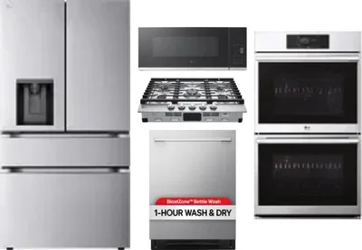 5 Piece Package Includes Refrigerator, Cooktop, Wall Oven, Microwave And Dishwasher