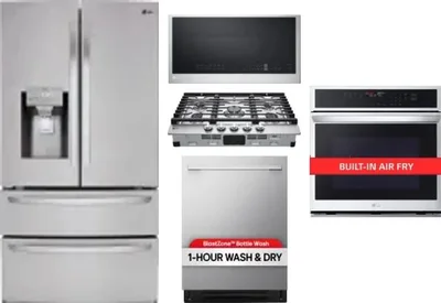 5 Piece Package Includes Refrigerator, Cooktop, Wall Oven, Microwave And Dishwasher