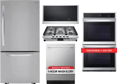 5 Piece Package Includes Refrigerator, Cooktop, Wall Oven, Microwave And Dishwasher