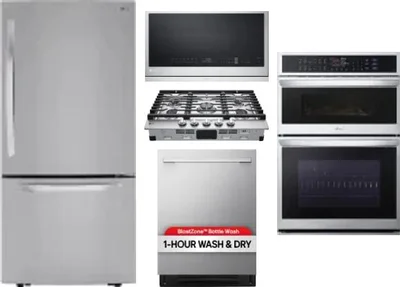 5 Piece Package Includes Refrigerator, Cooktop, Wall Oven, Microwave And Dishwasher
