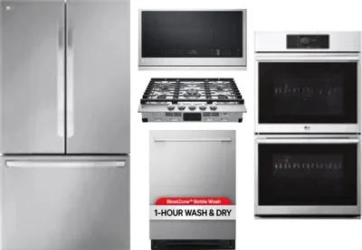5 Piece Package Includes Refrigerator, Cooktop, Wall Oven, Microwave And Dishwasher