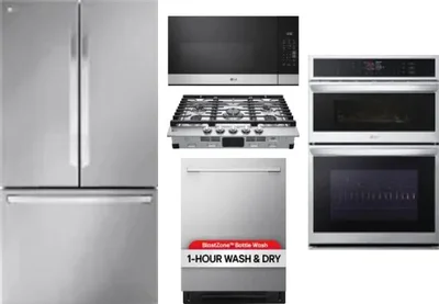5 Piece Package Includes Refrigerator, Cooktop, Wall Oven, Microwave And Dishwasher