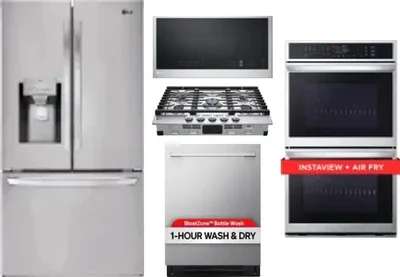 5 Piece Package Includes Refrigerator, Cooktop, Wall Oven, Microwave And Dishwasher