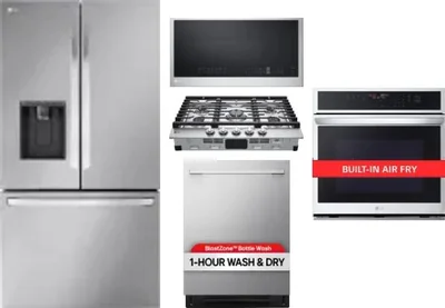 5 Piece Package Includes Refrigerator, Cooktop, Wall Oven, Microwave And Dishwasher