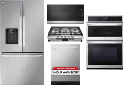 5 Piece Package Includes Refrigerator, Cooktop, Wall Oven, Microwave And Dishwasher
