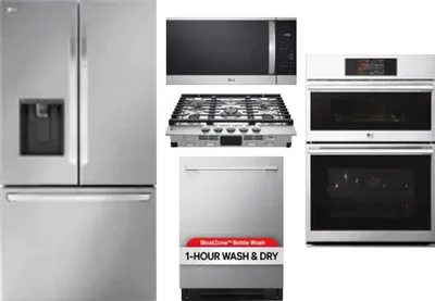 5 Piece Package Includes Refrigerator, Cooktop, Wall Oven, Microwave And Dishwasher