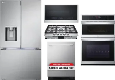 5 Piece Package Includes Refrigerator, Cooktop, Wall Oven, Microwave And Dishwasher